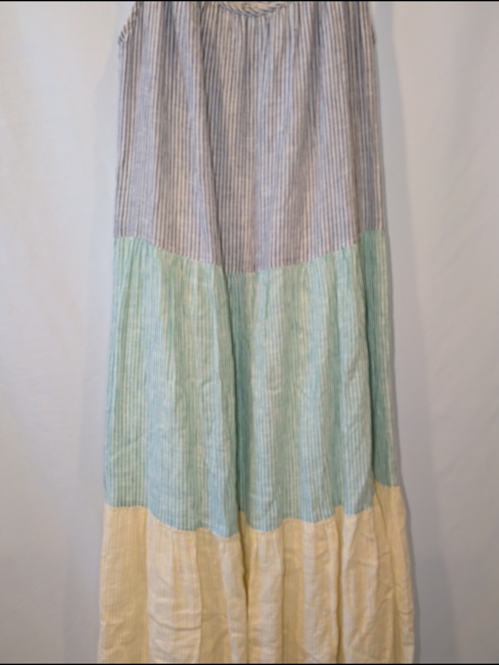Rails Striped Tiered Linen Maxi Dress in Blue, Mint and yellow oversized luxury - Picture 2 of 8